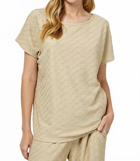 Plush Brushed Interior Drop Shoulder Lounge Top And Cropped Pants Set In Taupe