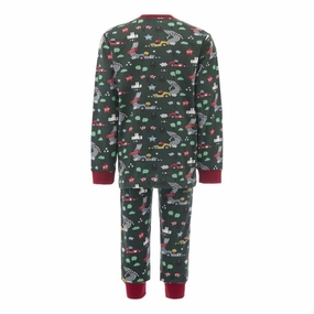 Loose Fit Green Race Car Print PJ Set