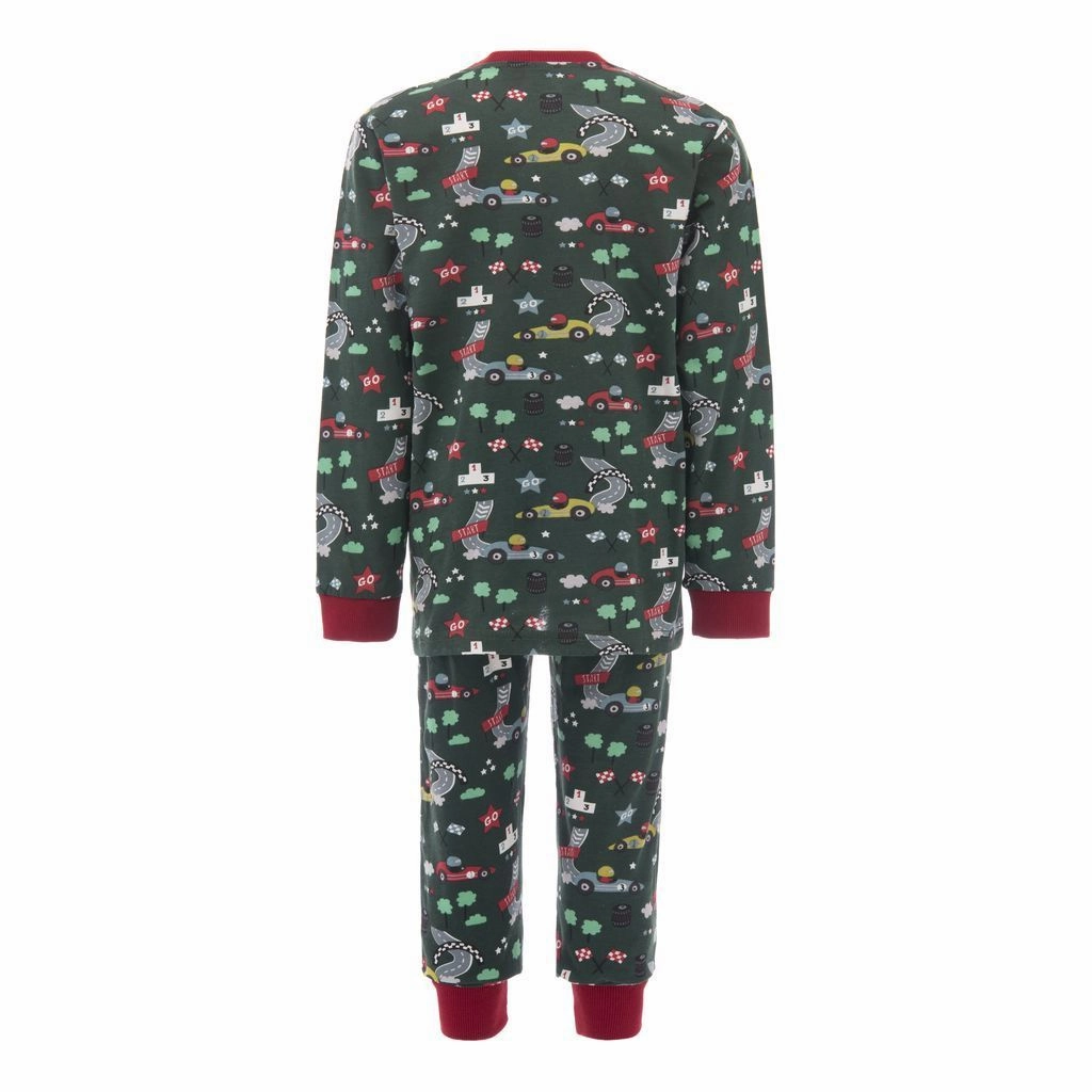 Roomy Fit Green Race Car Print PJ Set