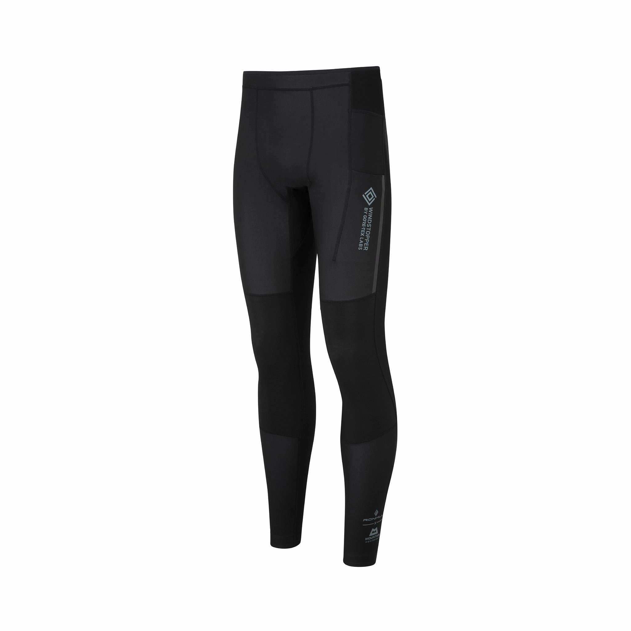 Ronhill | Men's Tech GORE-TEX Windstopper Tight - All Black stretchy fabric jewelry venue