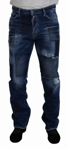 Everyday Pick Effortless Layer Dsqua2  Washed Patchwork Straight Fit  Men's Jeans