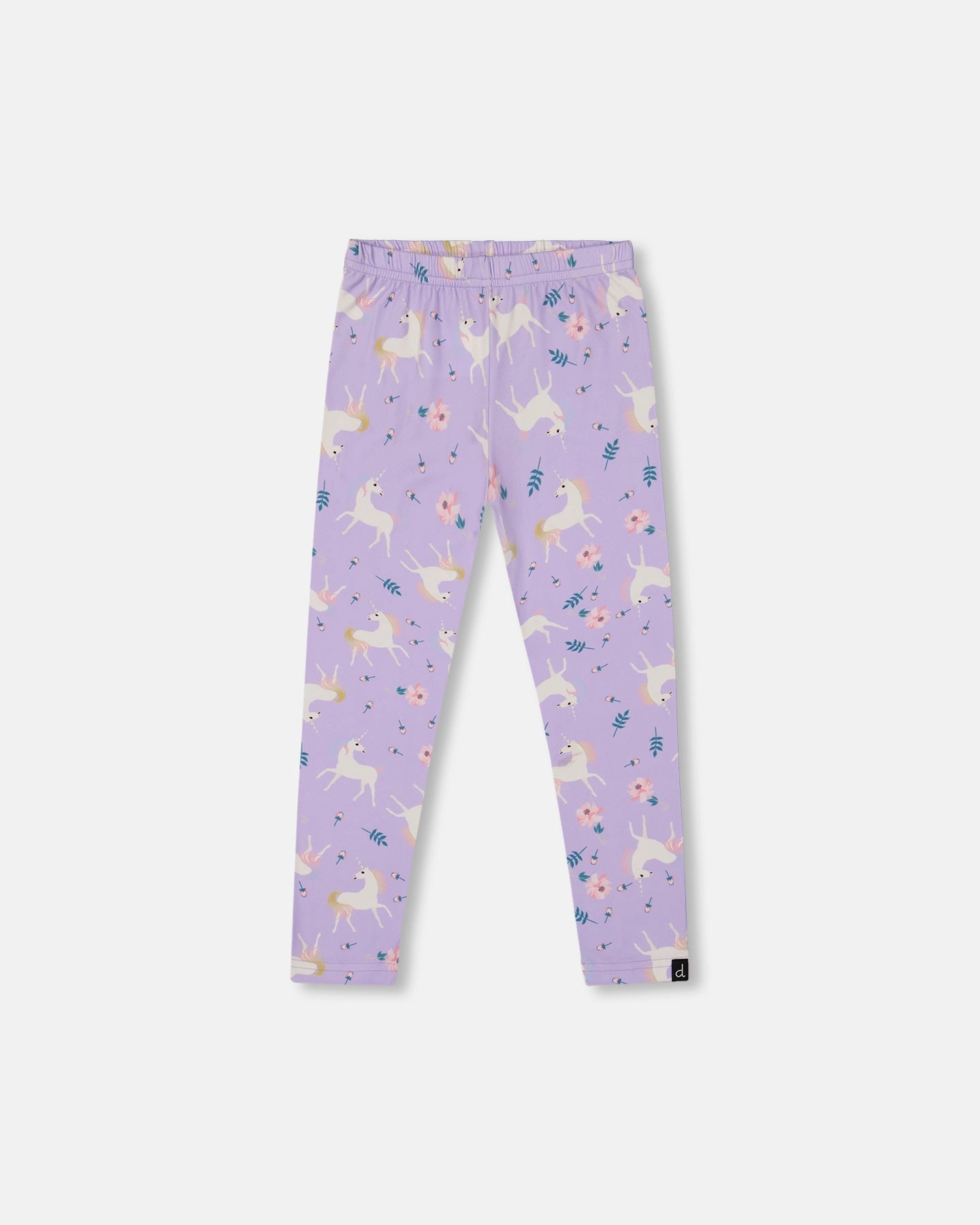 Stretch Jersey Leggings Lilac Unicorn Print Reversible design