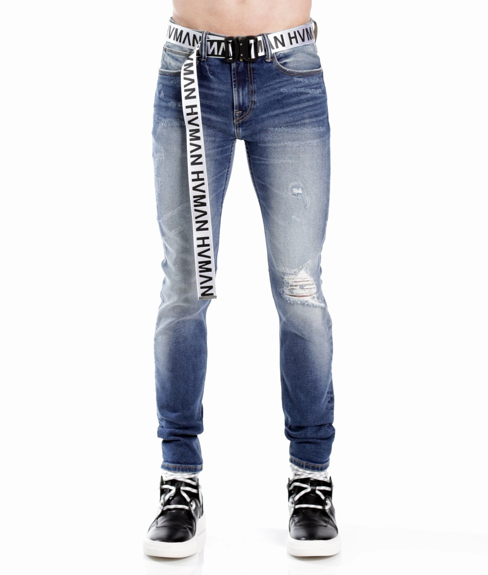 Strat Super Skinny Fit Jean W/White Belt In Baltic Neutral Vibrant Chill Outfit Comfy Classic High Quality