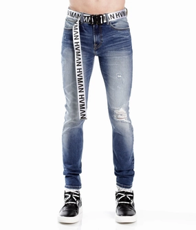 Balanced Wardrobe Strat Super Skinny Fit Jean W/White Belt In Baltic