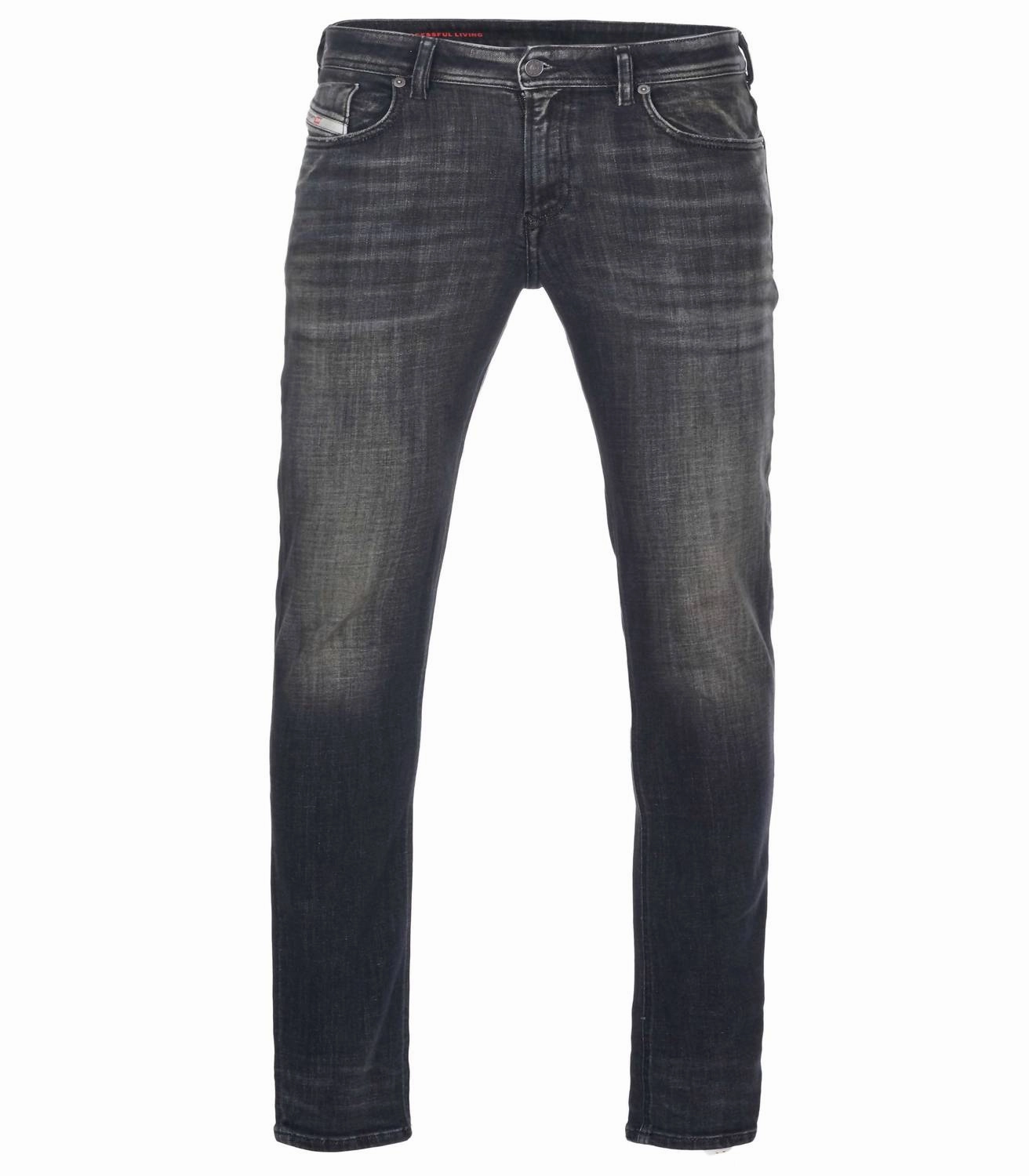 Men's Sleenker Skinny Fit Denim Jeans In Dark Grey Subtle Texture