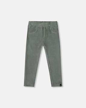 Comfortable Stretch Stretch Velour Tregging Jade Green