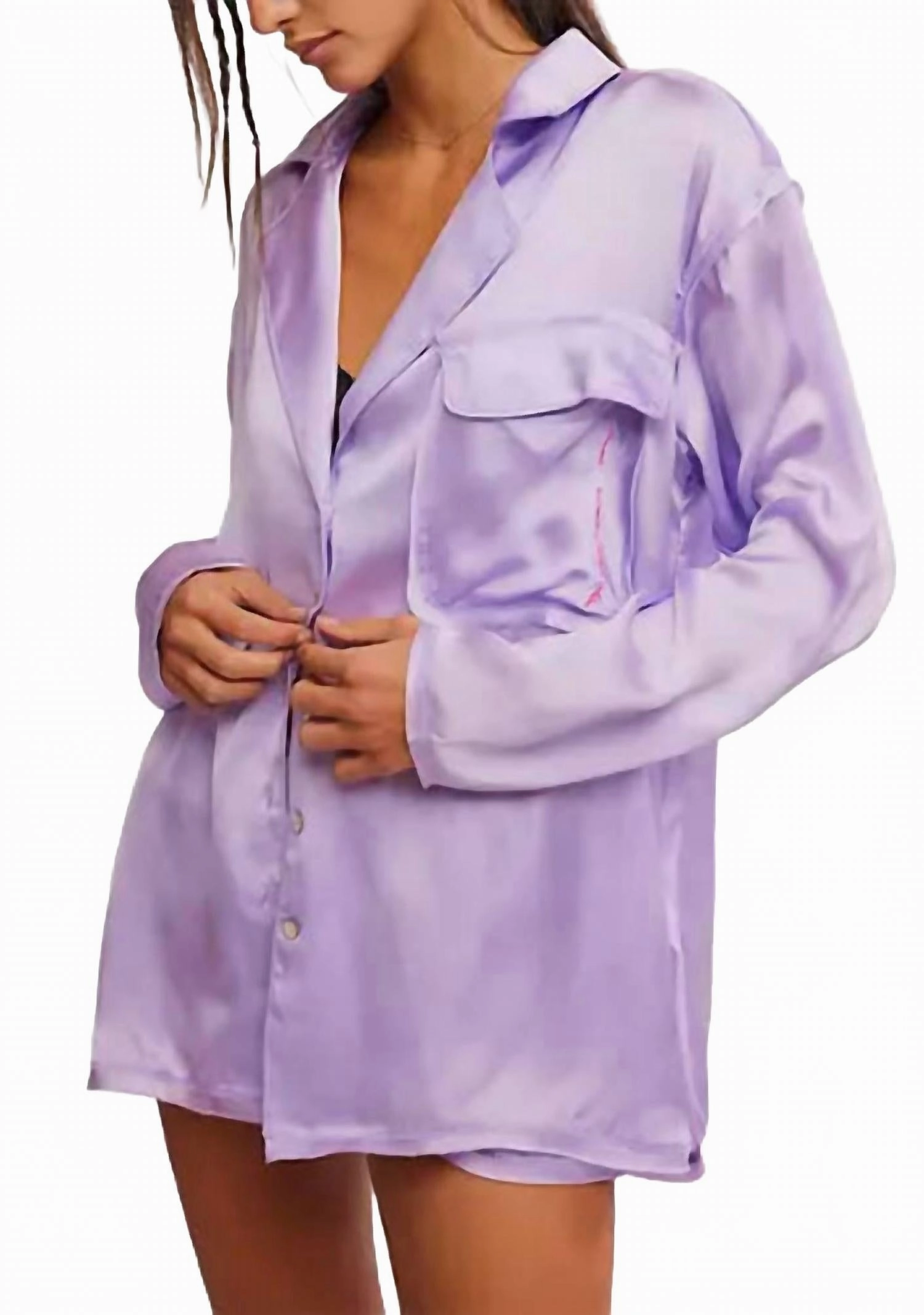 Like Honey Pajama Shirt In Orchid Bloom Relaxed Silhouette