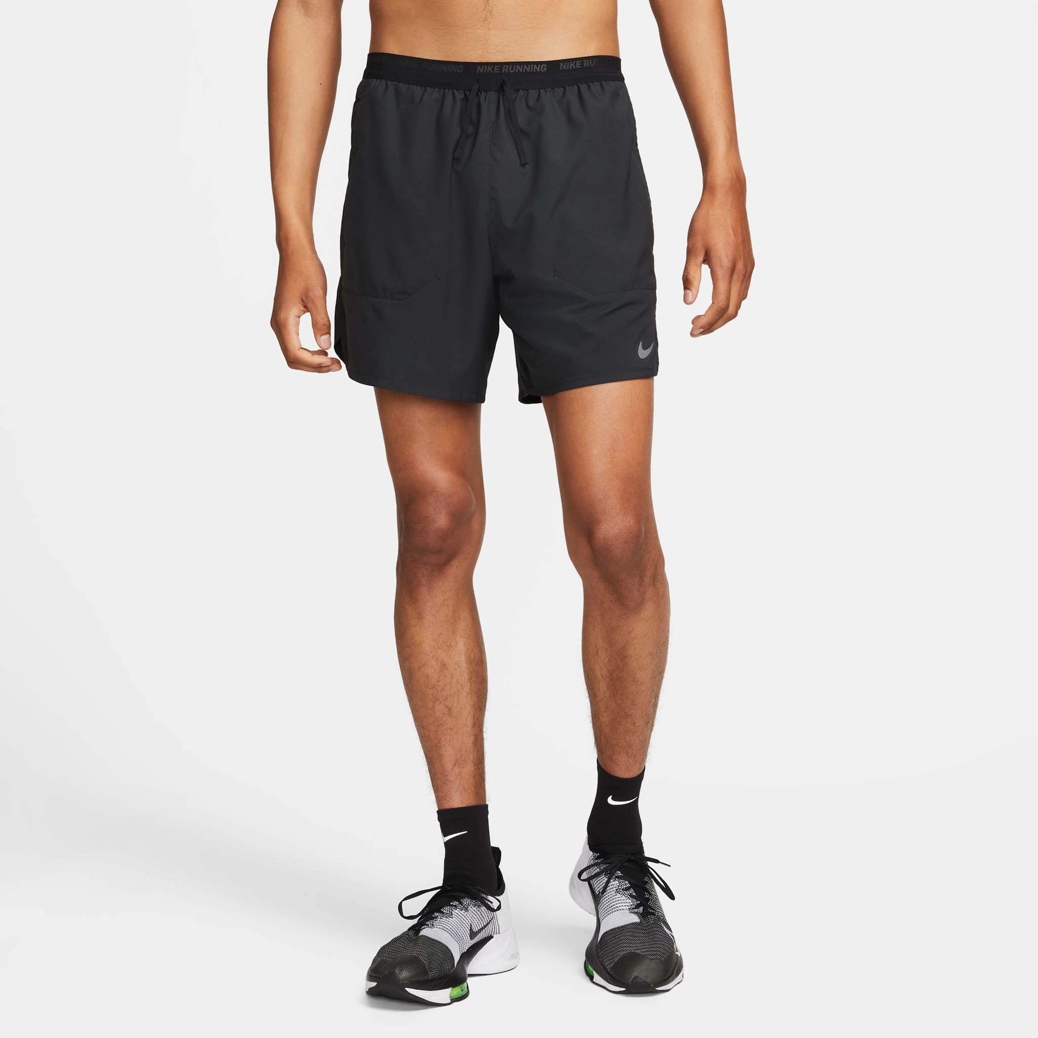 Nike | Men's Dri-FIT Stride 7" 2-in-1 Running Shorts - Black Zippered Pockets Adjustable Compression Fit