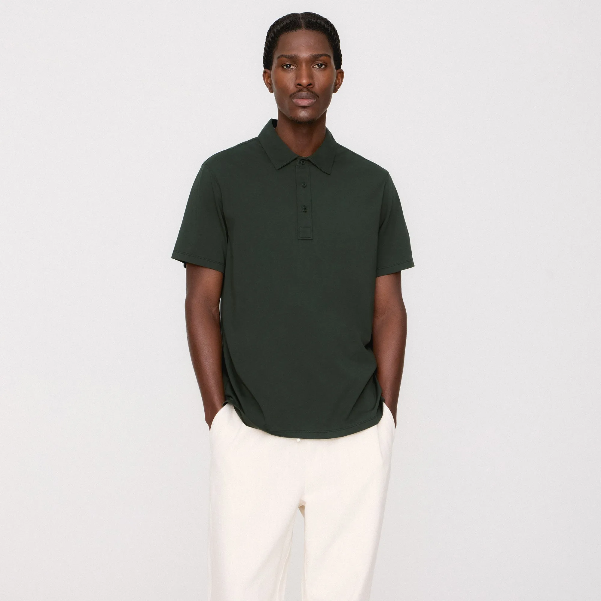 Comfortable Stretch Cotton Blend &Kin Pima Jersey Short Sleeve Heathrow Polo - Taiga