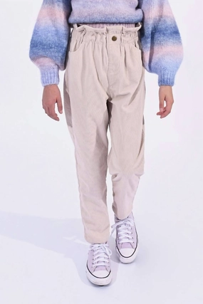 Fashion-Forward Timeless Layers Girls Corduroy High-Waist Pant In Beige