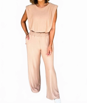 Skylar Ribbed Knit Set In Camel Comfort Fit Design