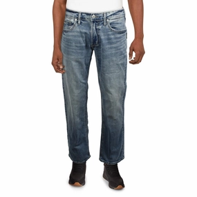 Allan Mens Denim Cotton Straight Leg Jeans Flat Lock Stitching Office Wear Casual