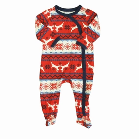 Adjustable Drawcord Hem Static Resistant Fibers Nordstrom Unisex Red | Ivory Reindeers 1-piece footed Pajamas