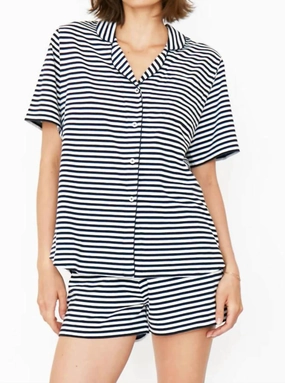Sustainable Manufacturing Odor Control Treatment The Short Pajama Set In Navy/white