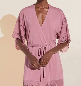 Eberjey Beatrix Robe In Foxglove Plush Lining