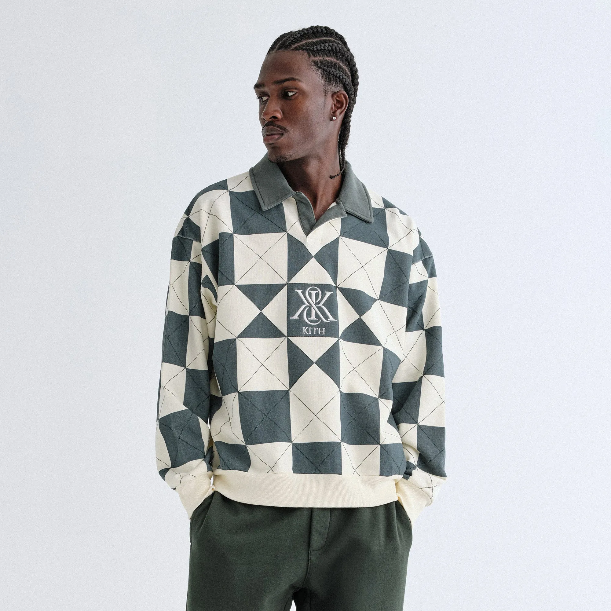 Herringbone Texture Anti Odor Technology Kith Geo Quilted Nelson Rugby - Sandrift
