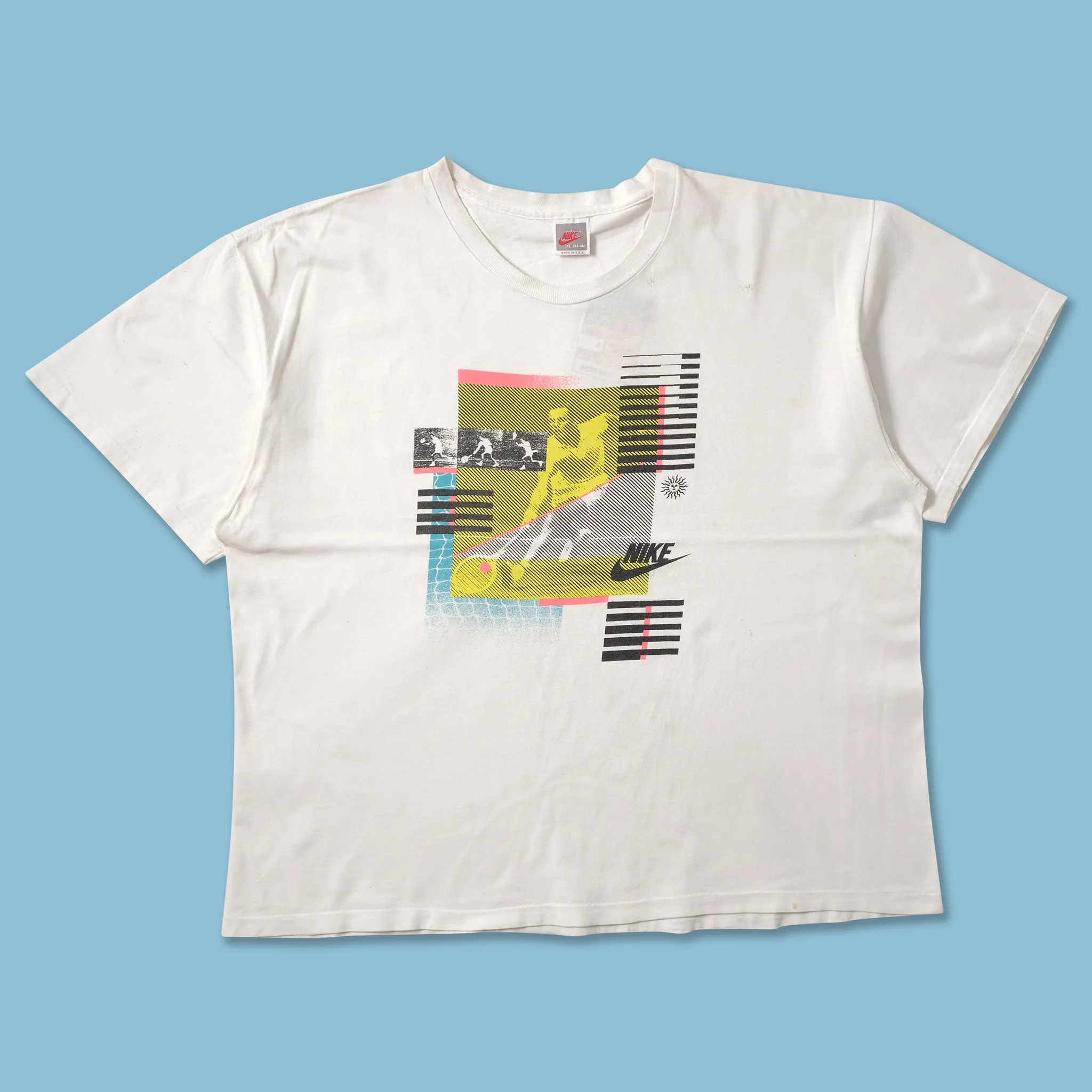 Vintage Nike Tennis T-Shirt Large Reinforced Hemline Layered Sleeve Construction