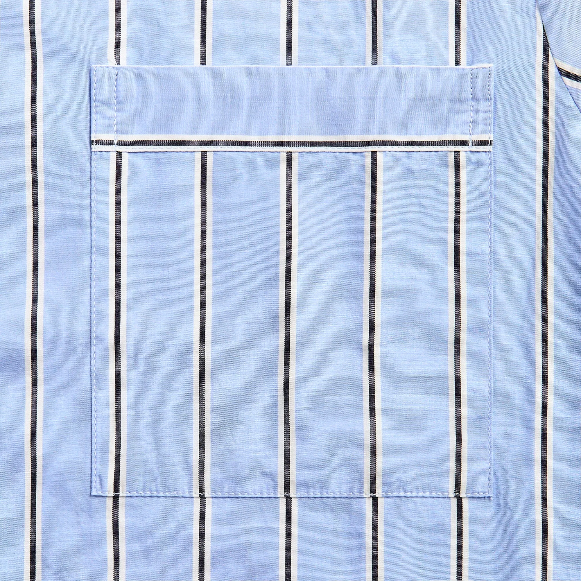 Tekla Cotton Poplin Pyjama Shirt - Bassett Stripes Embroidered Detail
