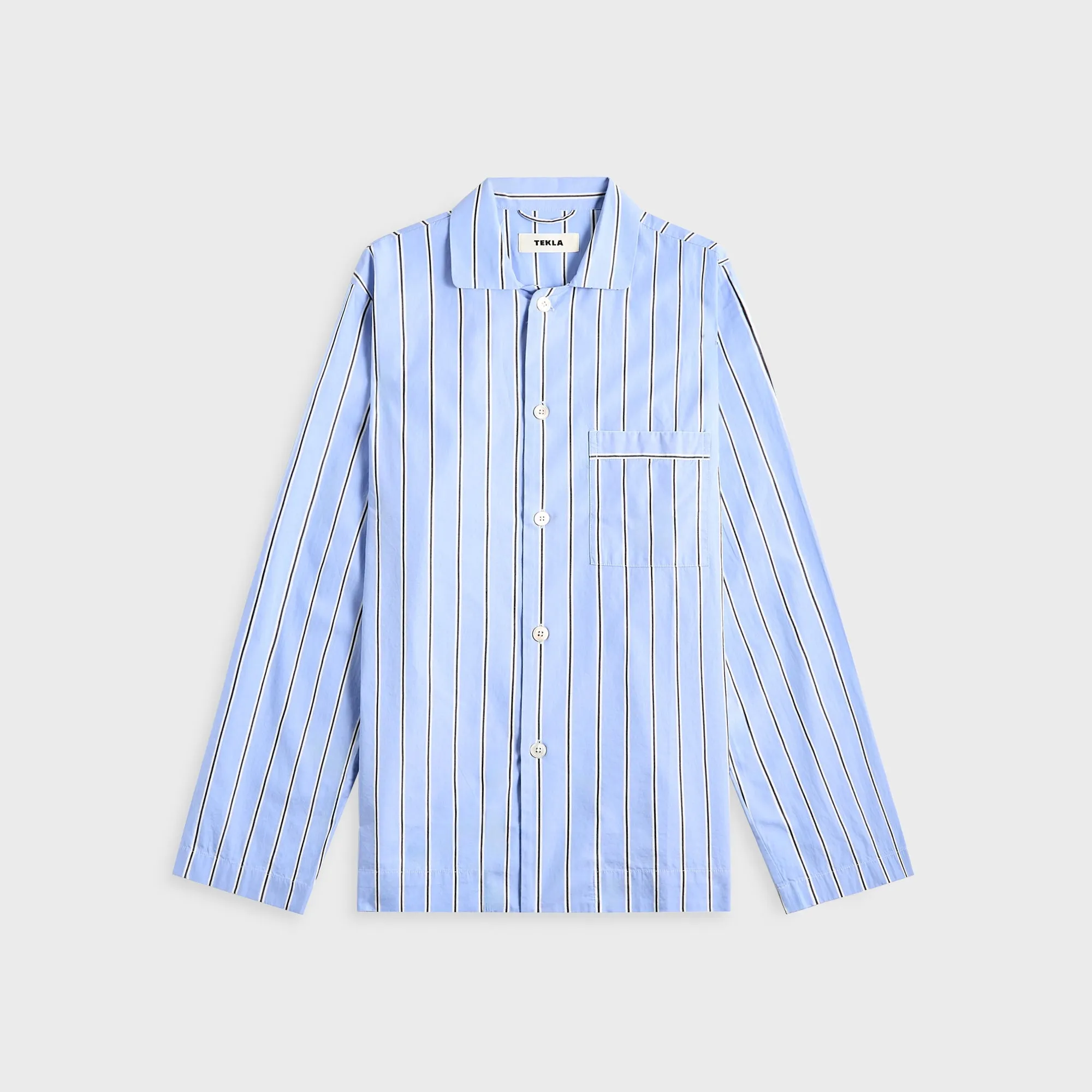 Tekla Cotton Poplin Pyjama Shirt - Bassett Stripes Trendsetting