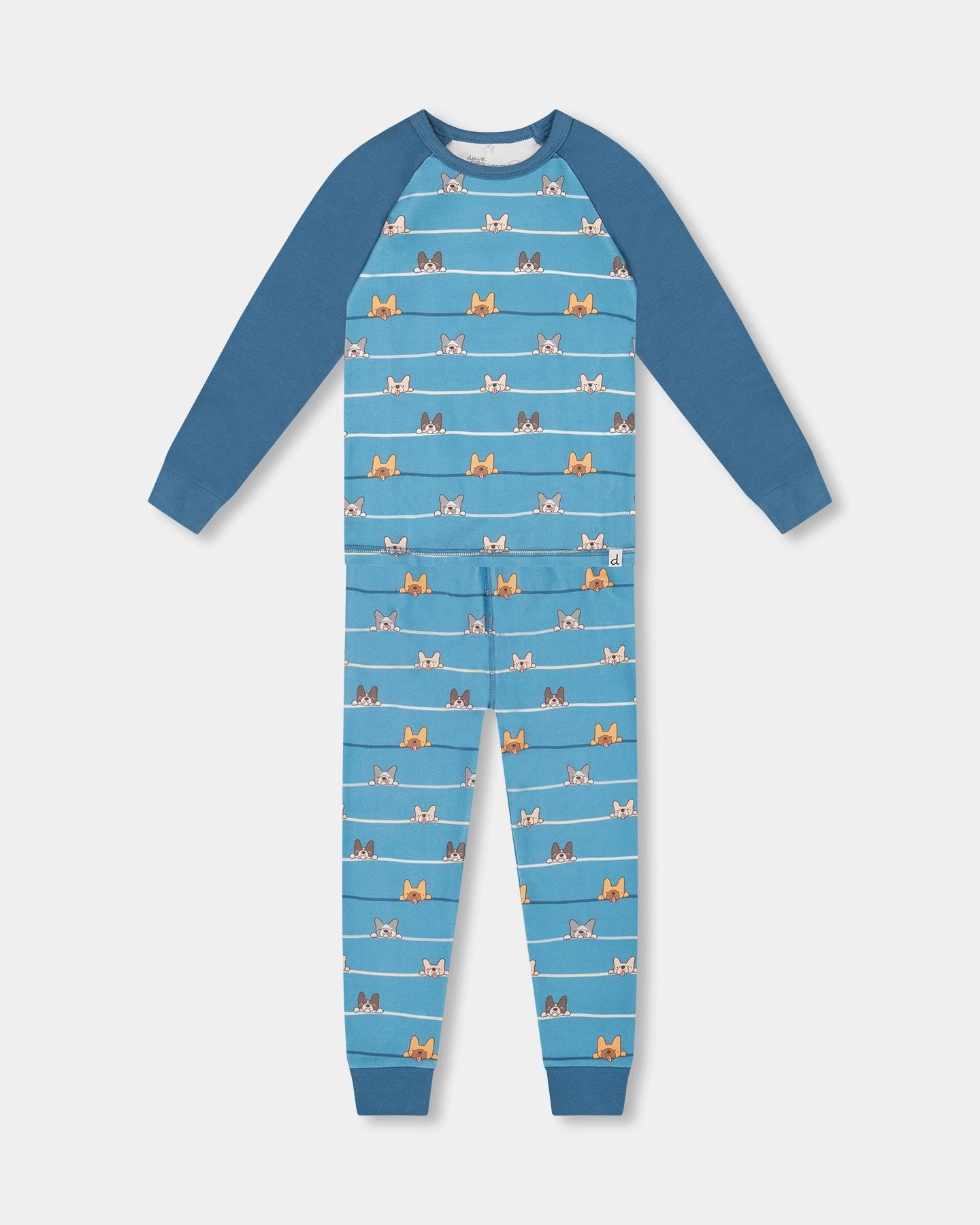 Two Way Stretch Two-Piece Organic Cotton Pajama Set Blue Dog Print