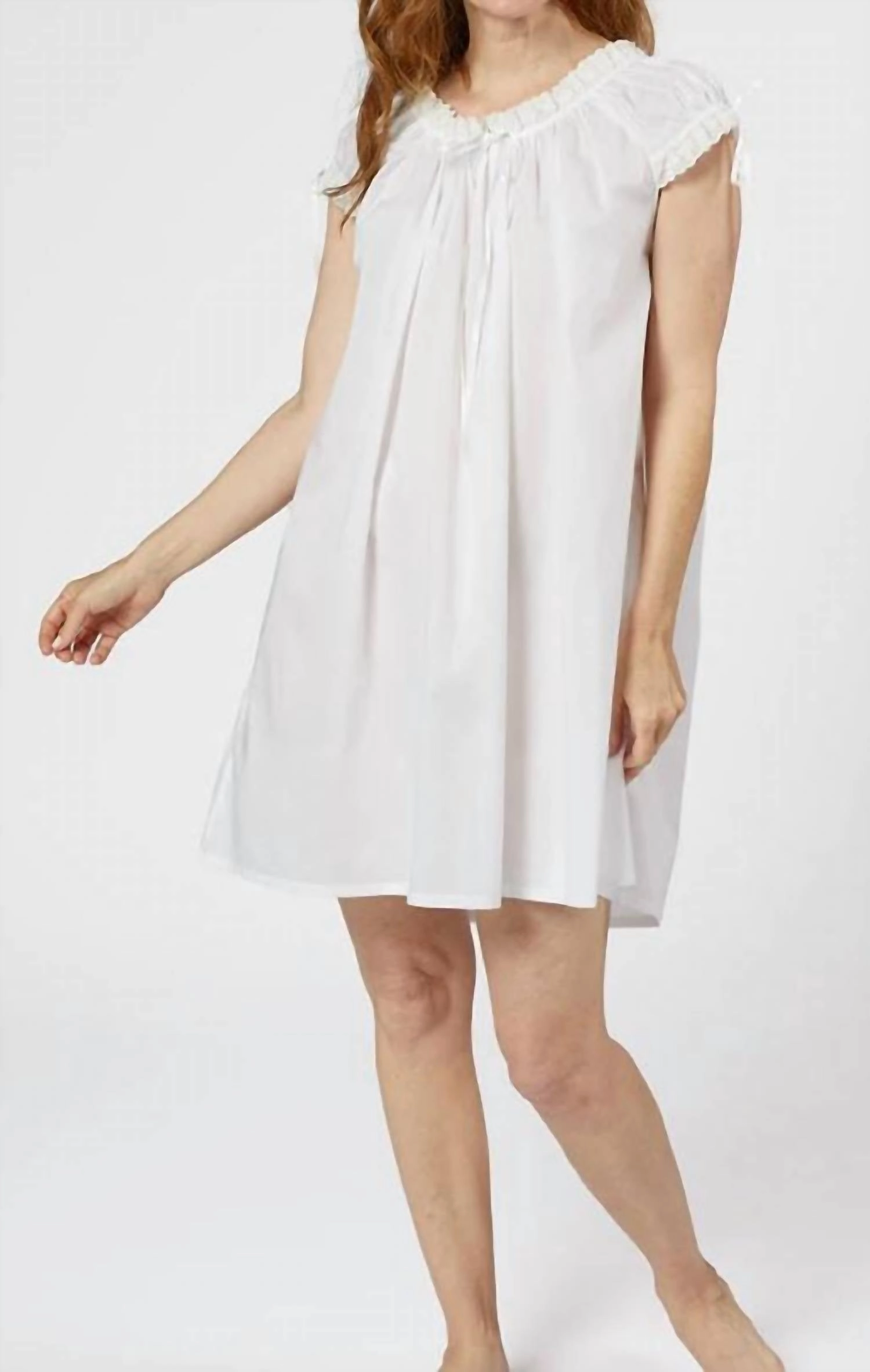 Ruthie Nightgown Dress In White Low Maintenance Care Plush Fleece Lining