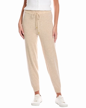 Brodie Cashmere Luxe Cable Cashmere Jogger Pant Ribbed Cuffs Flexible Stretch Fabric