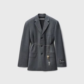 Effortless Travel Wear Alexander Wang Tailored Blazer with Chain - Dark Grey Melange
