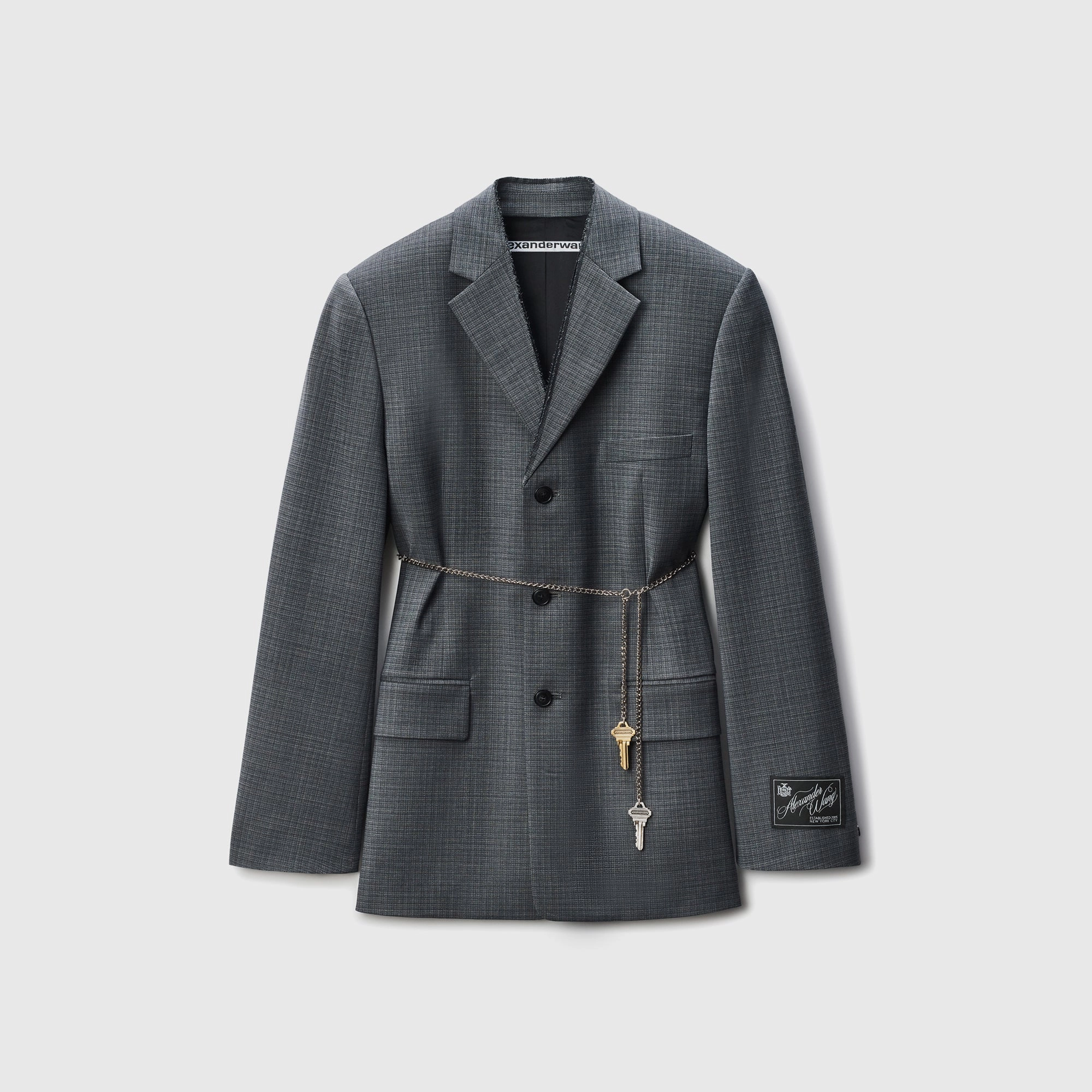 Effortless Travel Wear Alexander Wang Tailored Blazer with Chain - Dark Grey Melange