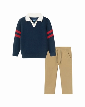 Side slits Andy & Evan Collared Sweater & Hybrid Pant