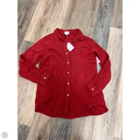 Cozy Knit Hidden Zipper Pocket Blouse Long Sleeve By FELICITE In Orange, Size: L