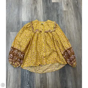 Blouse Long Sleeve By Joie In Yellow, Size: S Low Profile Collar