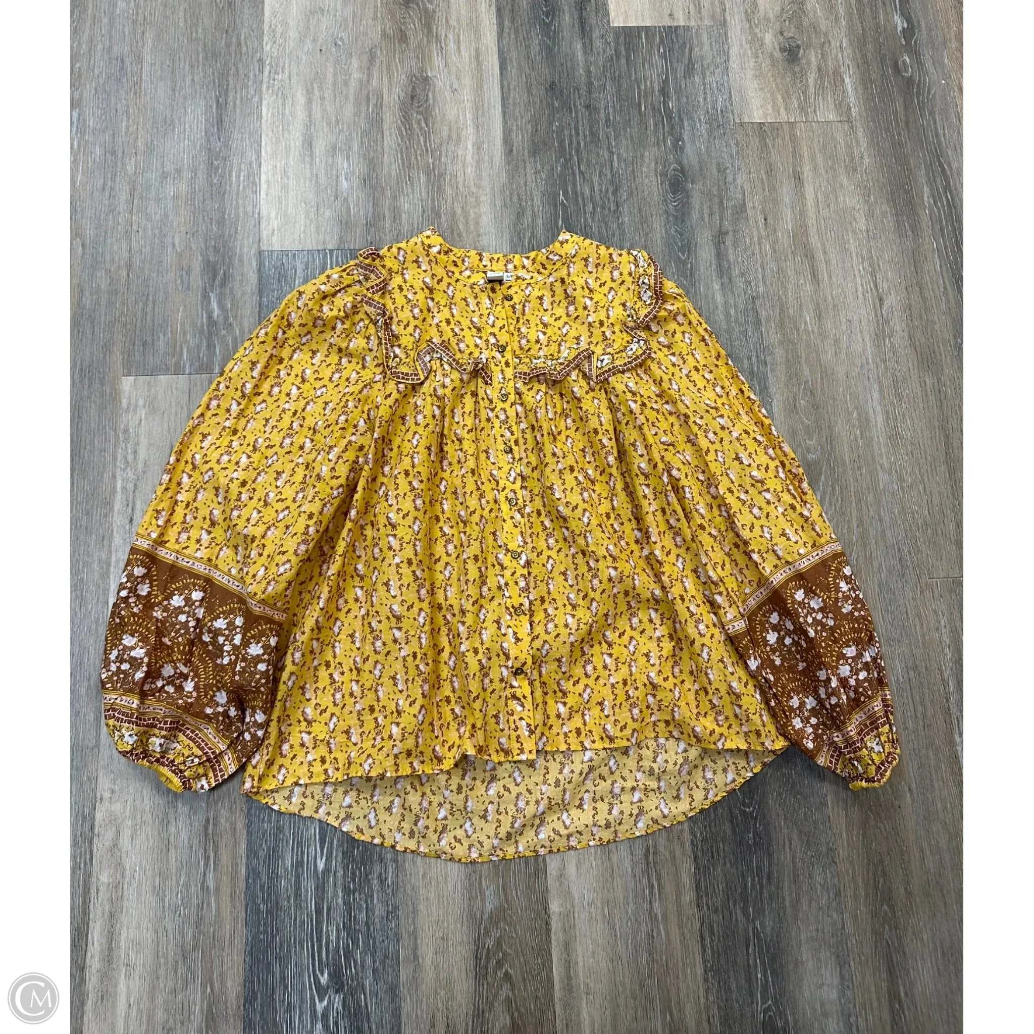 Blouse Long Sleeve By Joie In Yellow, Size: S Low Profile Collar