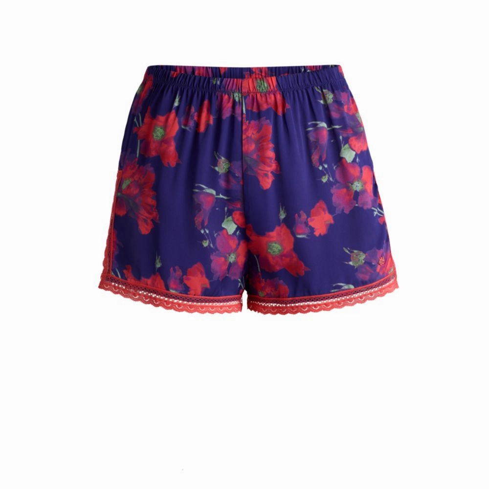 NoSlip Grip Lace-trim pajama shorts in satin