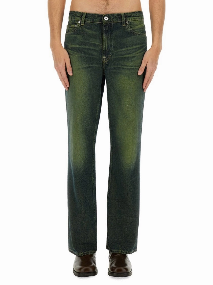 Straight Leg Jeans With 70S Cut Garment Dyed Texture Slim Sunny Vibes Festival Outfit