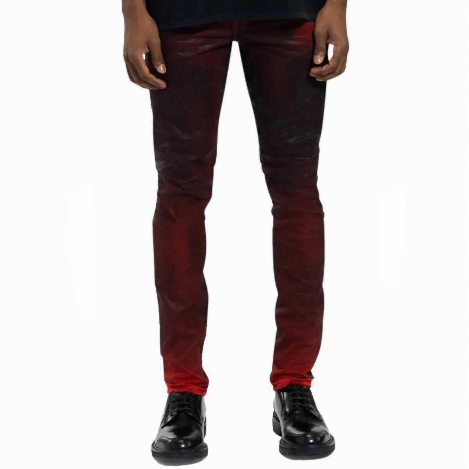 Modern Minimalist Creative Look Home Comfort Street Style Molten Lava Coated Denim Jeans In Red