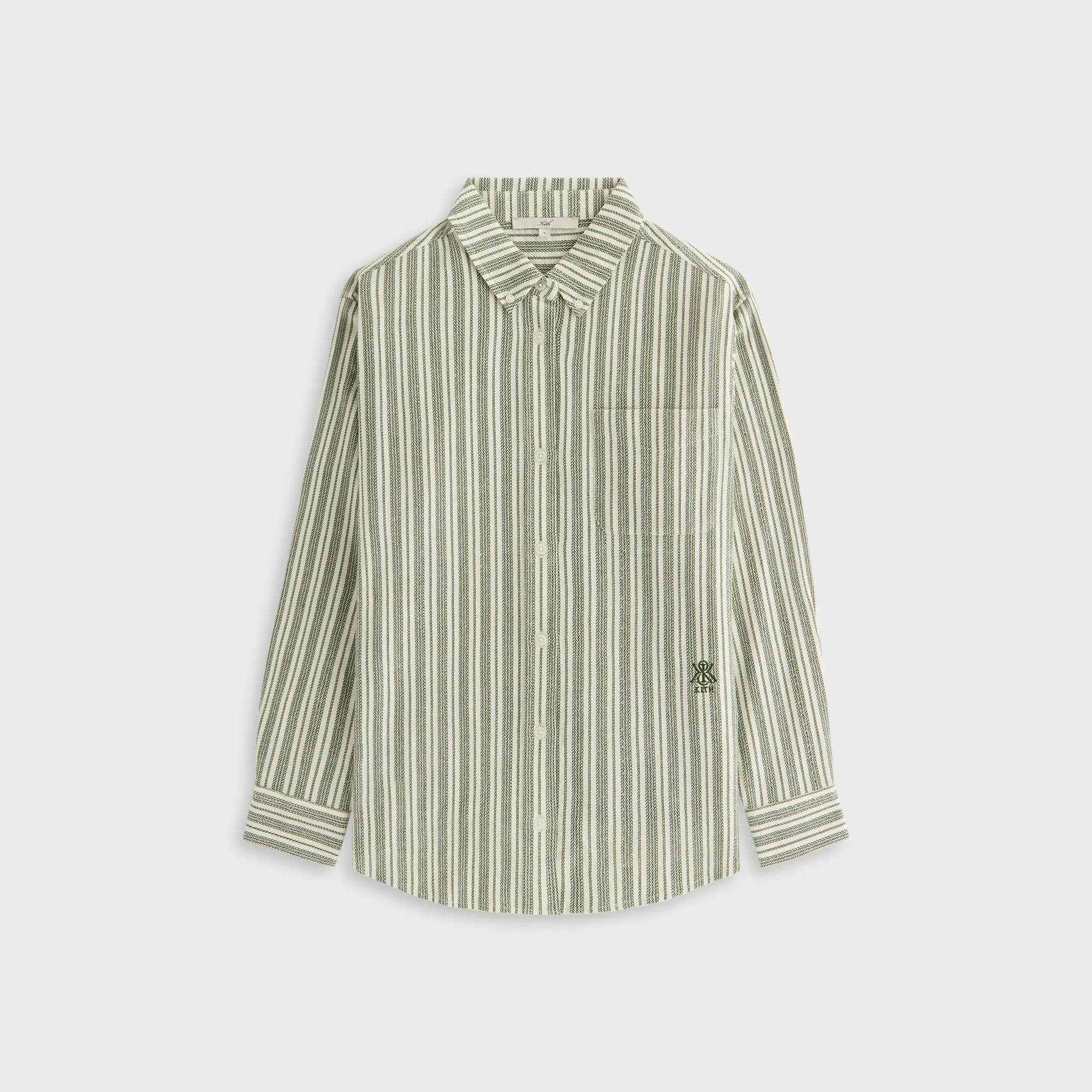 Multi Pocket Design Lakeside Relaxation Kith Women Ora II Dobby Stripe Shirt - Turf