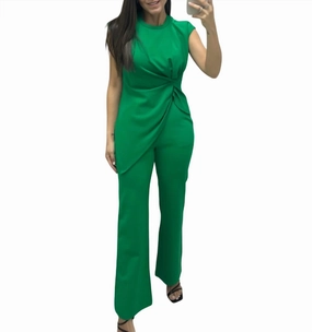 Esmeralda Pant Set In Green Plush Inner Layer