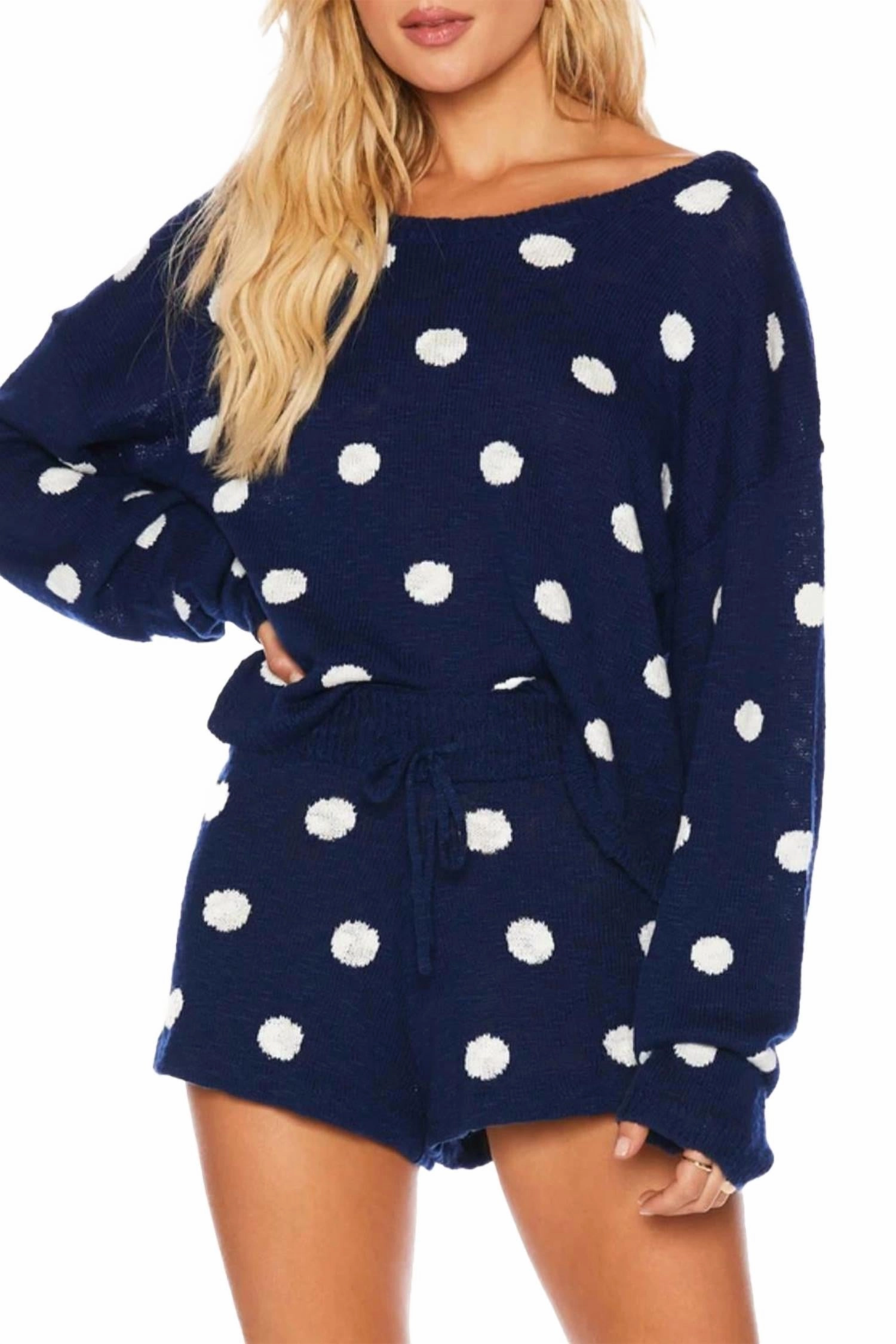Sandy Short In Navy Polka Dot Sustainable Material