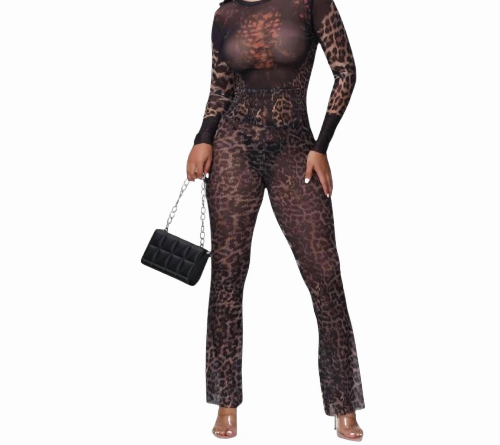 WrinkleResistant Finish NonIrritating Seams Wild Intensions Mesh Set In Leopard