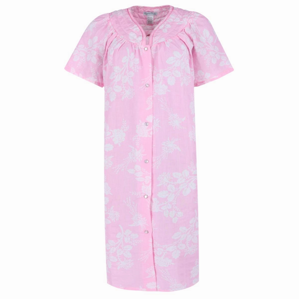 Layered Neckline Women's Floral Snap Front Duster Gown