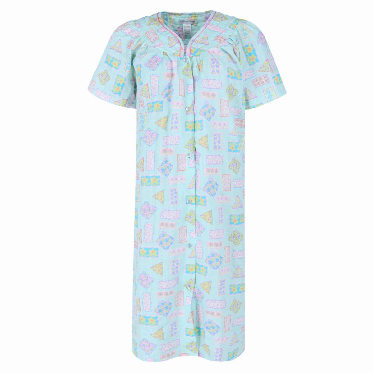 Durable Blends Women's Floral Snap Front Duster Gown