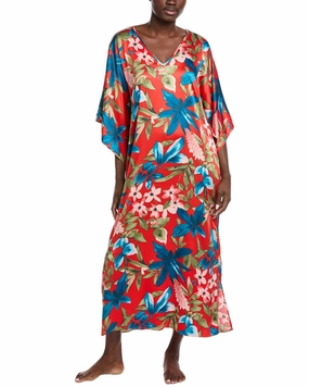 N Natori Tropical Breeze Caftan Comfort waistband Double Layered Hem