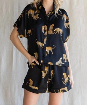 Party Animal Leopard Print Satin Set In Black NonRestrictive Design
