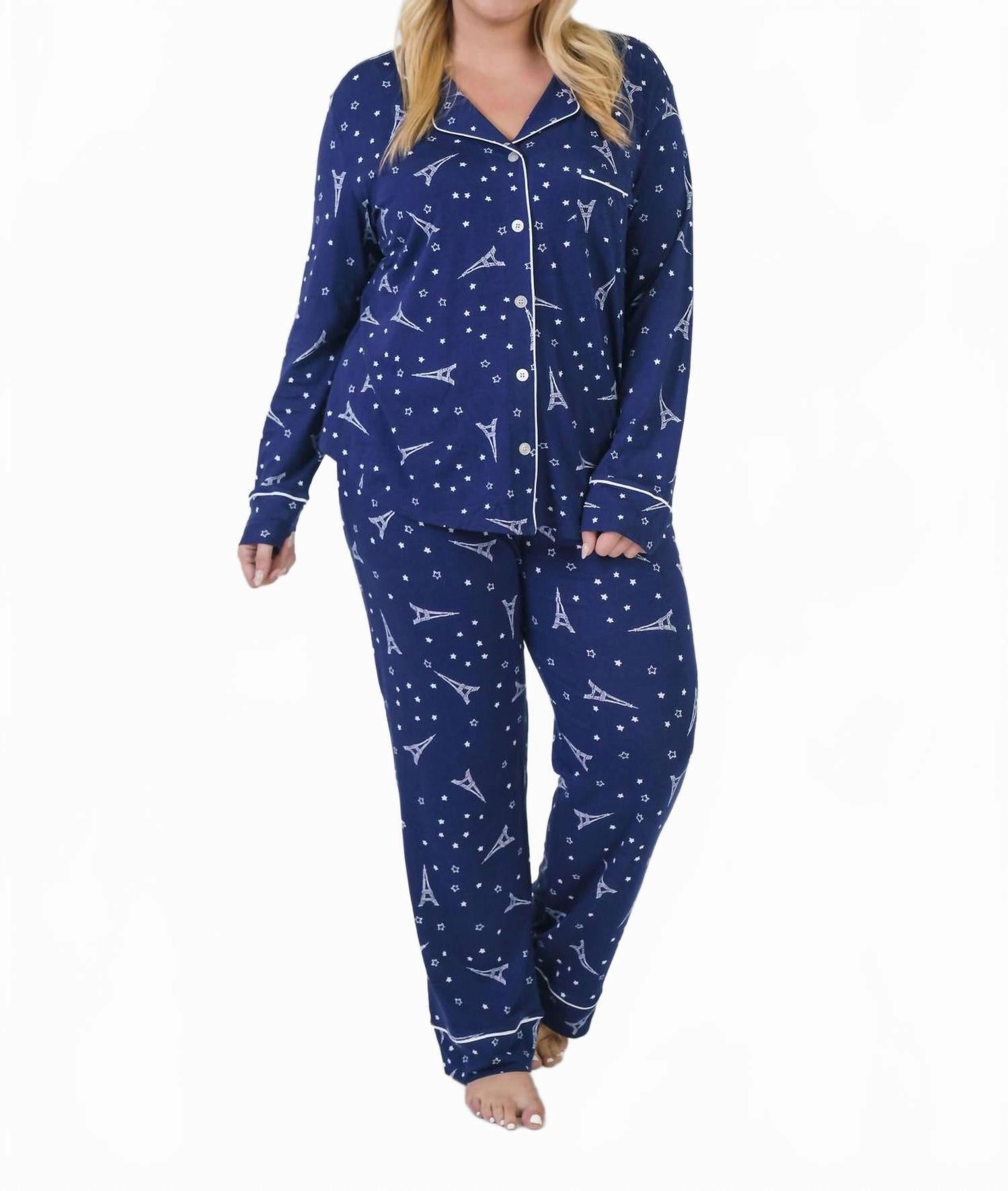 Non Restrictive Waistband Odor Control Treatment Etoile Pima Knit Pajama In Navy