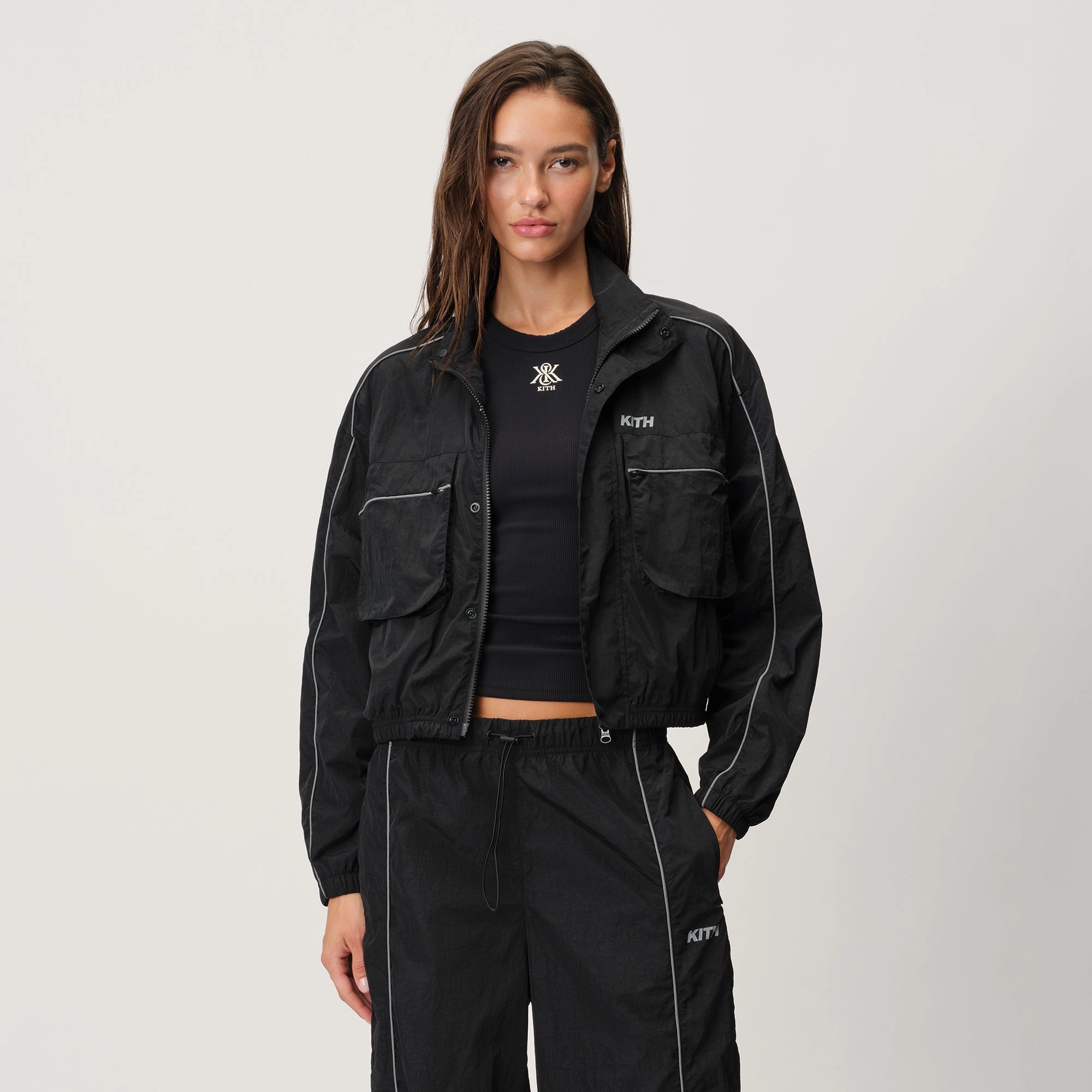 Kith Women Lowen Nylon Track Jacket - Black Heat Sealed Seams