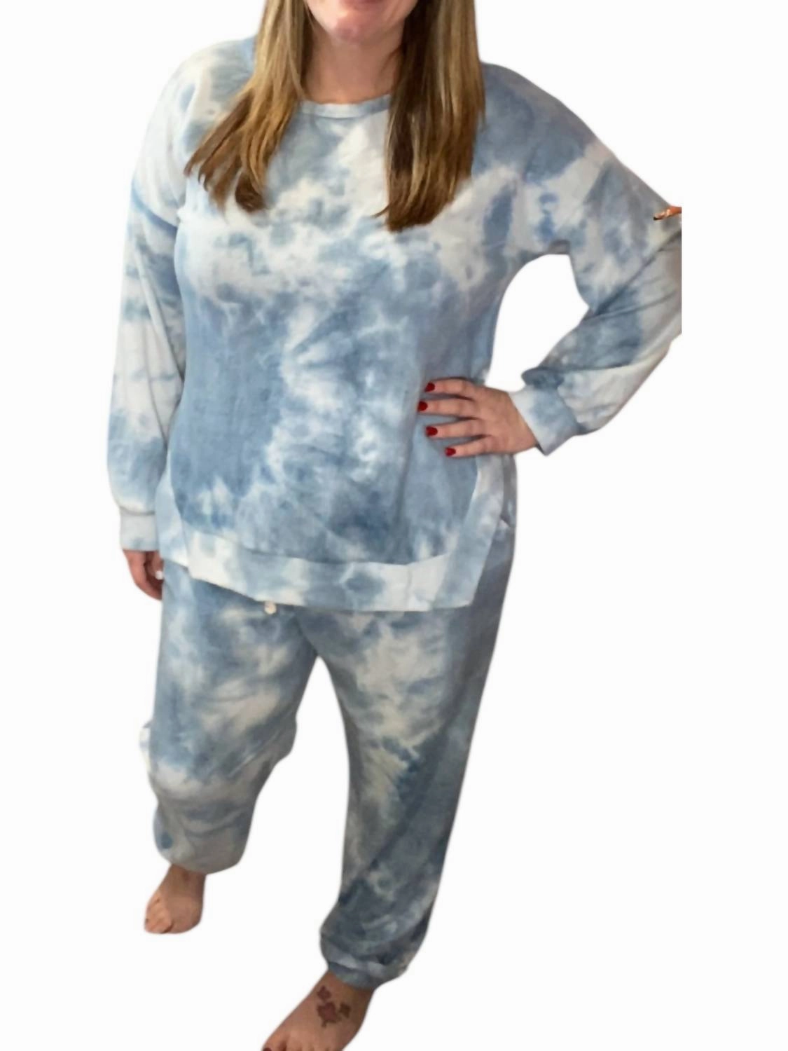 Skin Friendly Seams Tie Dye Lounge Set In Sky Blue