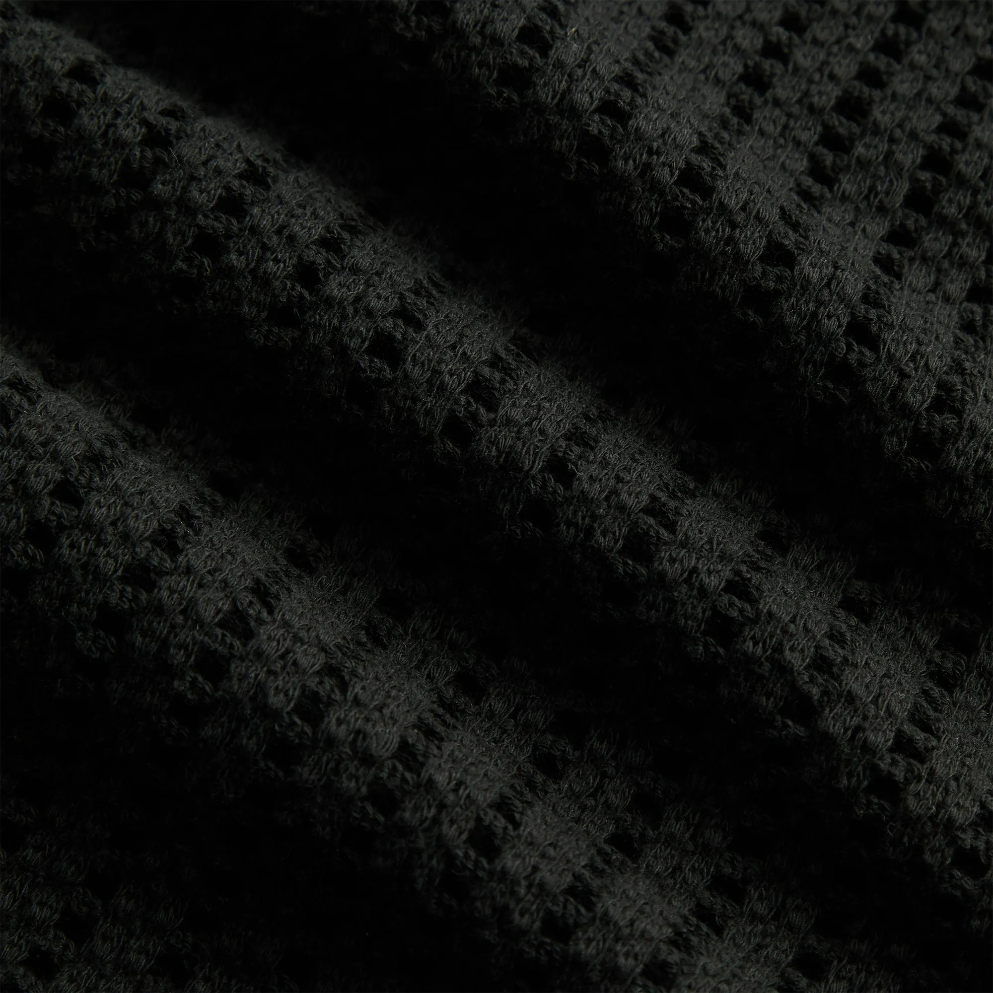 Kith Cotton Mesh Thompson Camp Collar Shirt - Black Smooth Finish Striped style