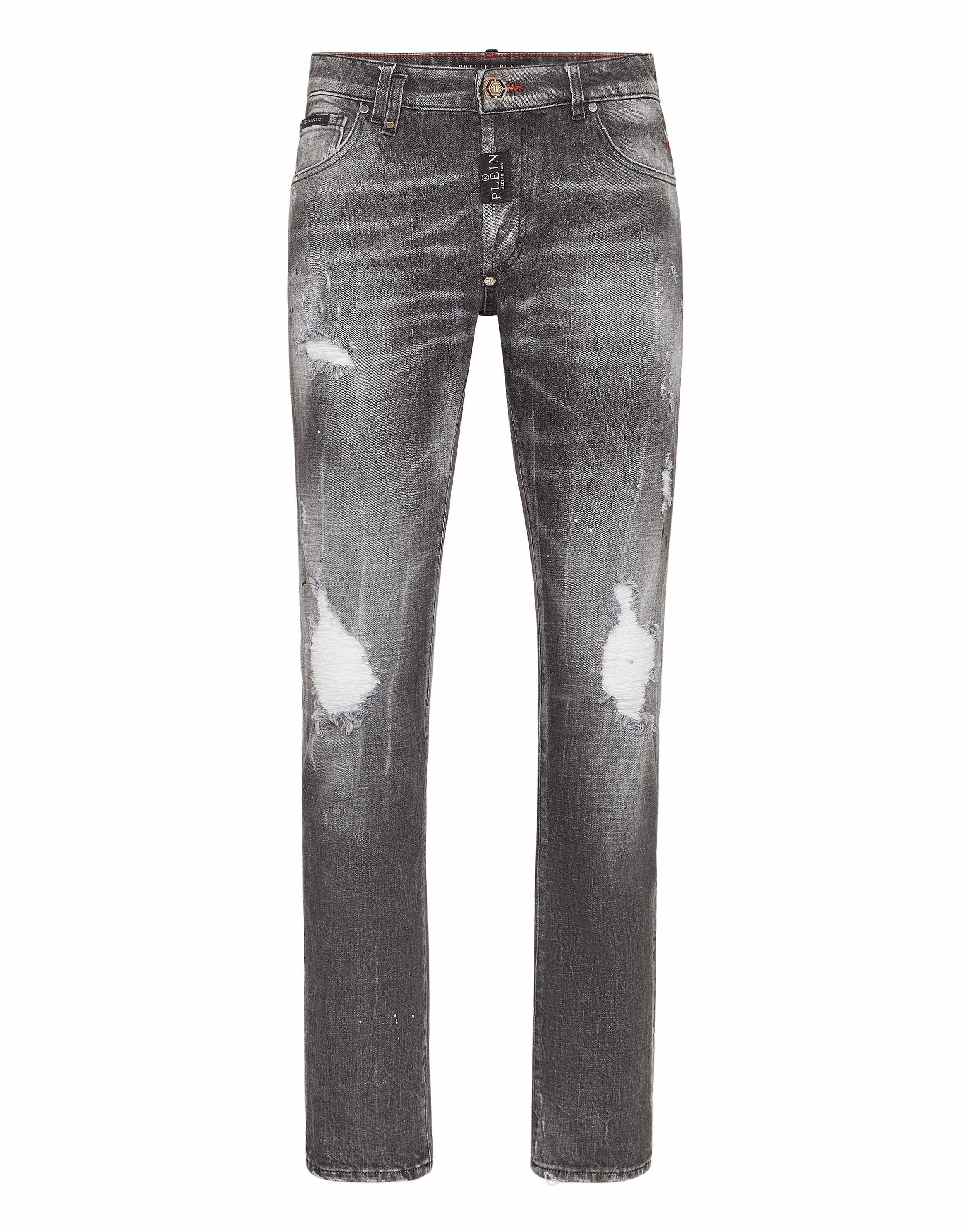 Vintage Inspired Weave Denim Super Straight Cut Trousers