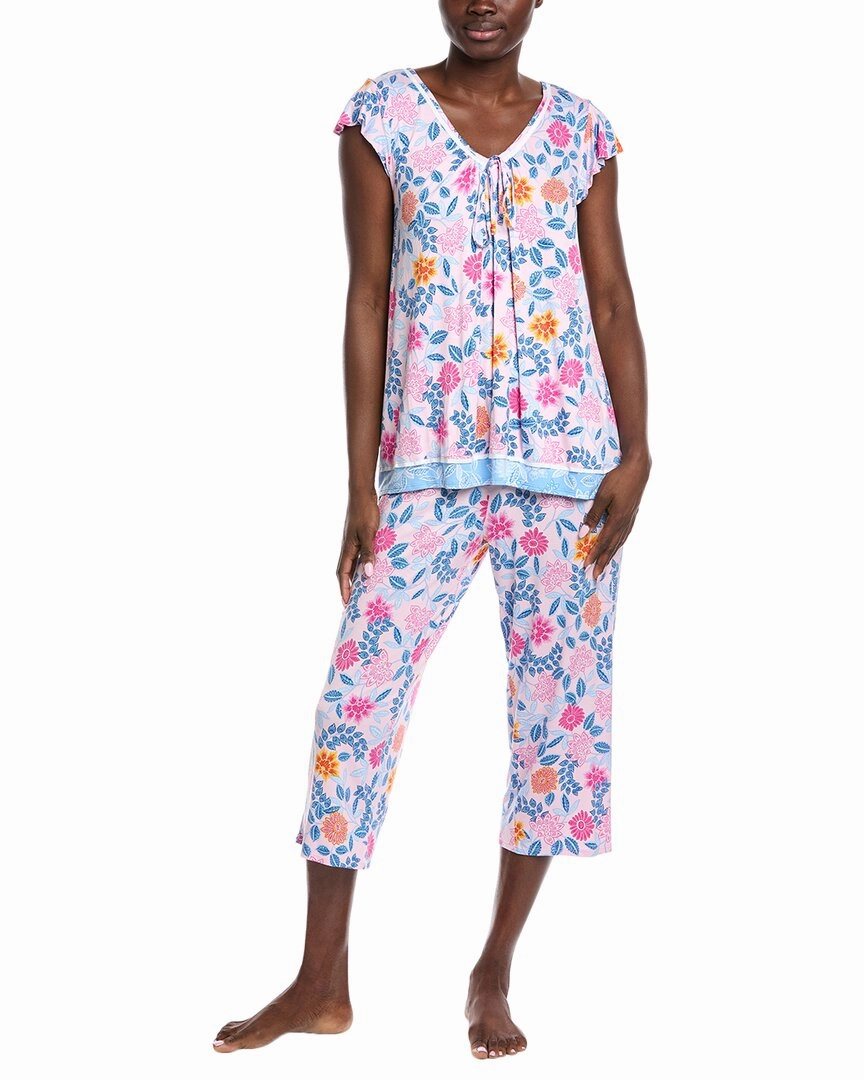 Ellen Tracy 2pc Cropped Pant & Top Pajama Set NoSlip Grip Skin Temperature Control