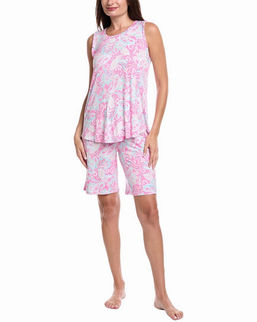 Comfort waistband Layered Collar Ellen Tracy 2pc Short & Top Pajama Set